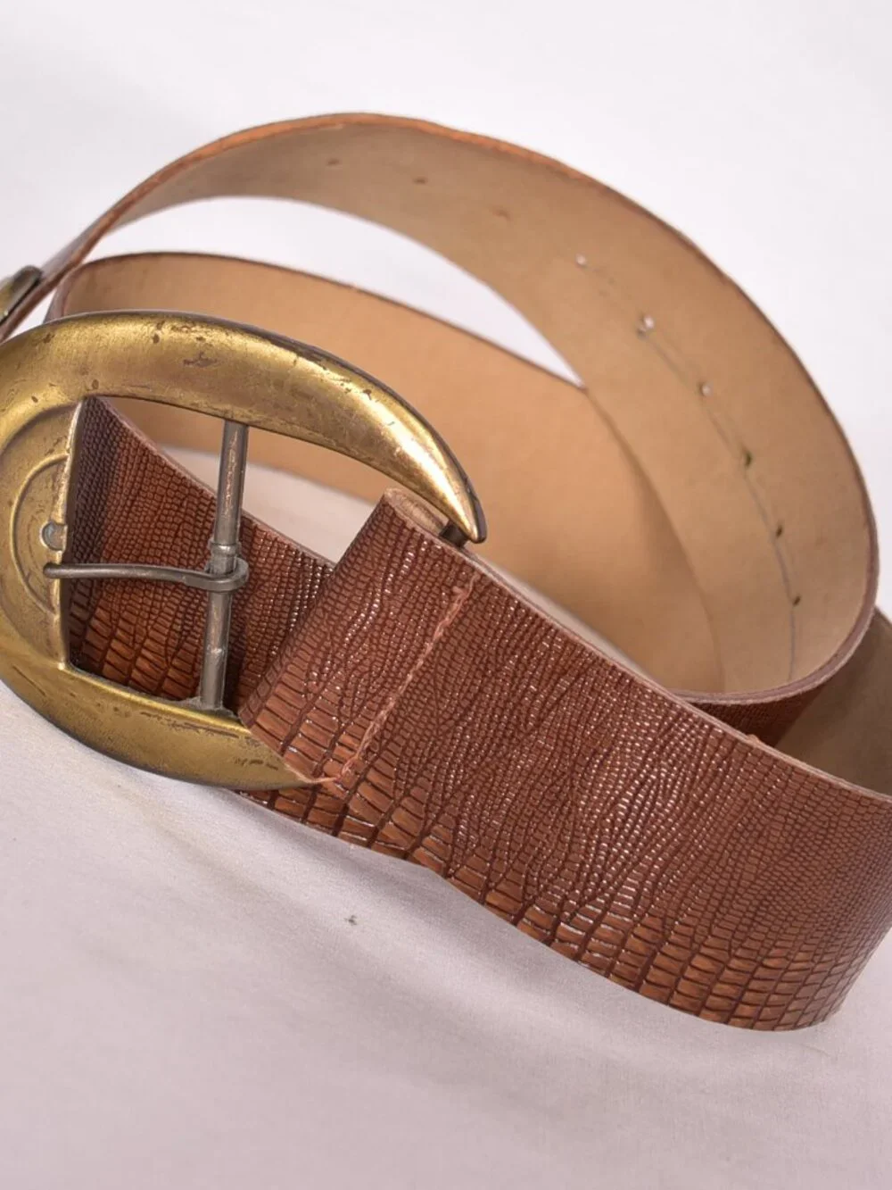 Brown 2 Inch Belt With Gold Buckle